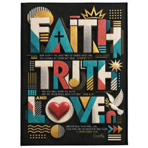 Faith, Truth and Love Prayer and Throw Blanket