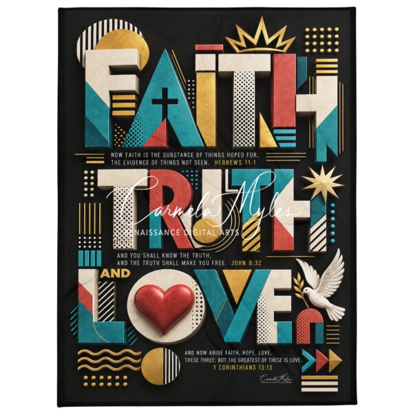 Faith, Truth and Love Prayer and Throw Blanket
